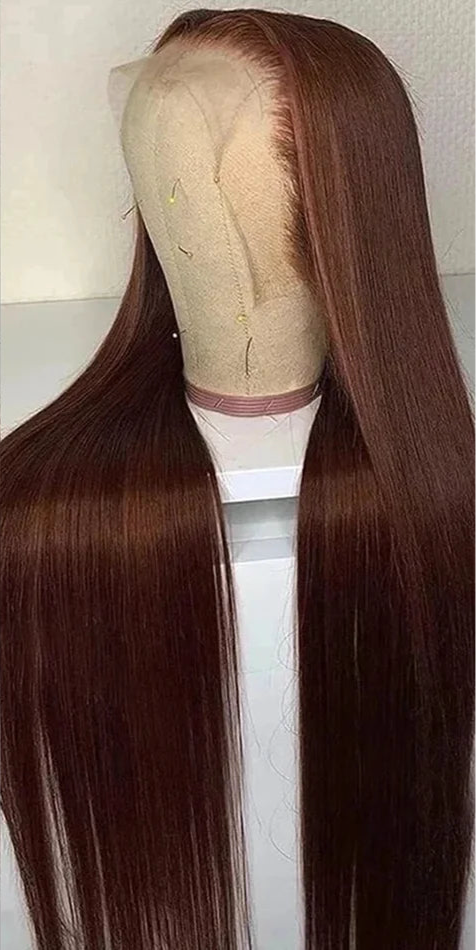 Chocolate Brown Bone Straight Preplucked Hd Lace Wig