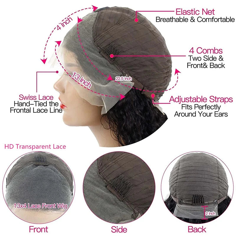 Body Wave Short Bob Wig Human Hair wig 100% Brazilian Remy Hair Pre Plucked With Baby Hair