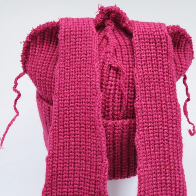 Hooded Lover Boy Knit Double-layer Fox Ear Hat Hip-hop Y2k