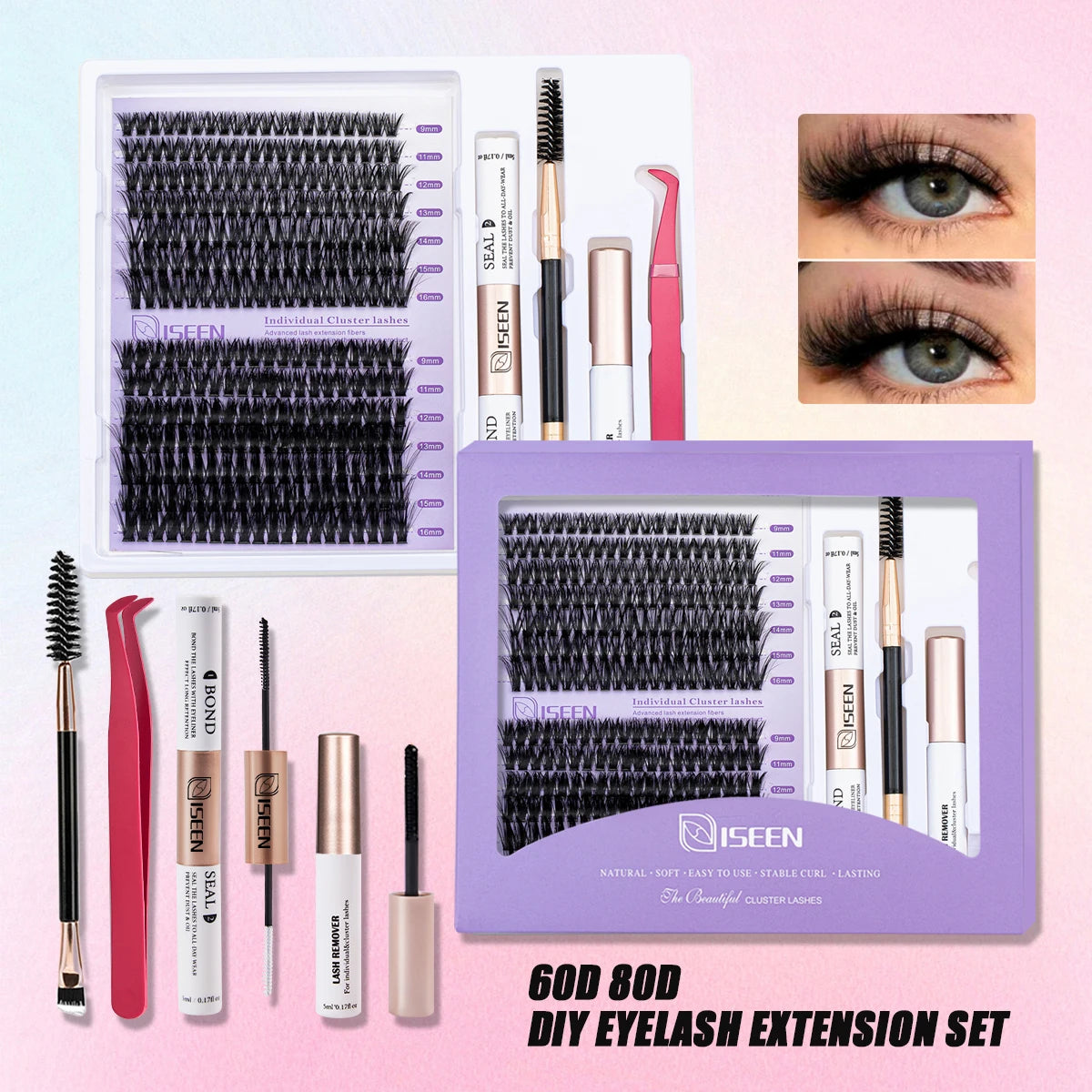 DIY Lash Extension Clusters with Bond&Seal Remover Tweezers Lash Brush eye Makeup tool