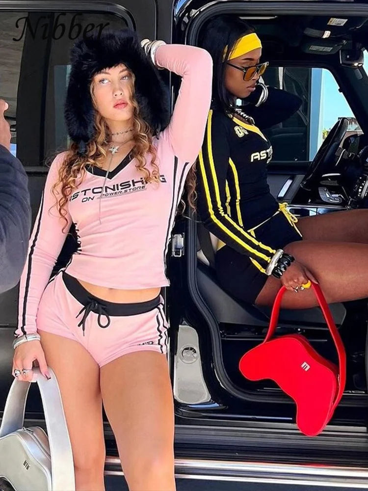 2 Piece Set Sporty Casual Crop Tops+Shorts