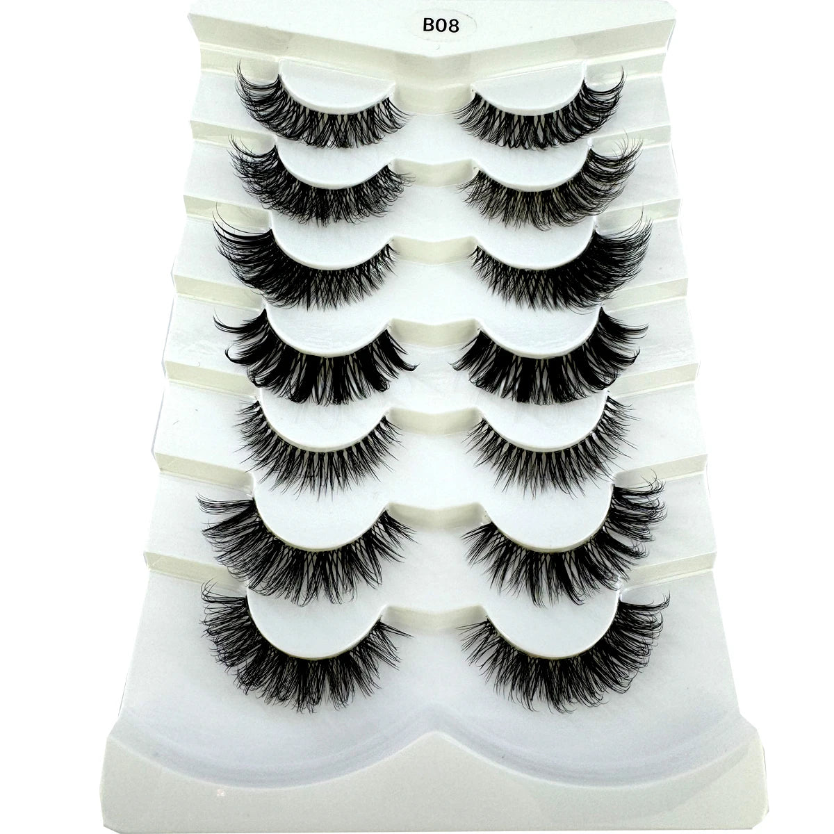 7 pairs Cat Eye Lashes Faux Mink Eyelashes Clear Band, Wispy Mink Eyelashes Full Strip Lashes