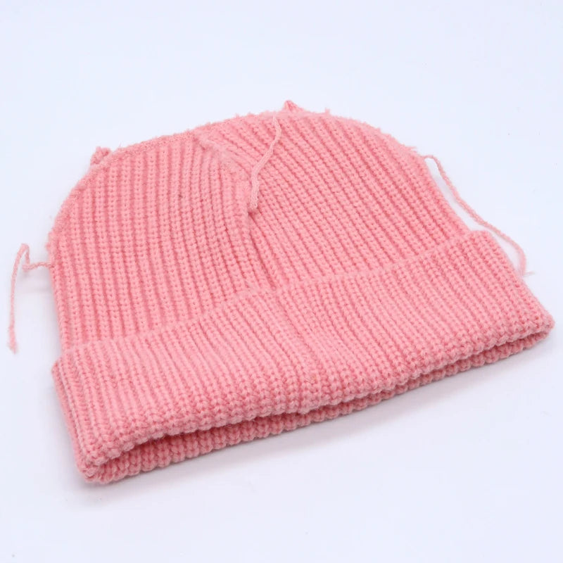Hooded Lover Boy Knit Double-layer Fox Ear Hat Hip-hop Y2k