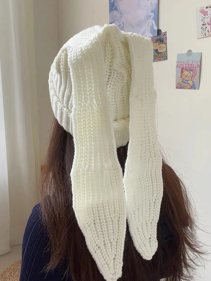 Hooded Lover Boy Knit Double-layer Fox Ear Hat Hip-hop Y2k