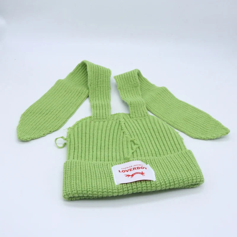 Hooded Lover Boy Knit Double-layer Fox Ear Hat Hip-hop Y2k