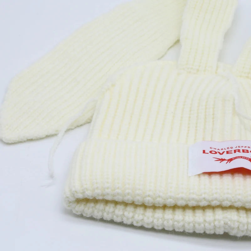 Hooded Lover Boy Knit Double-layer Fox Ear Hat Hip-hop Y2k