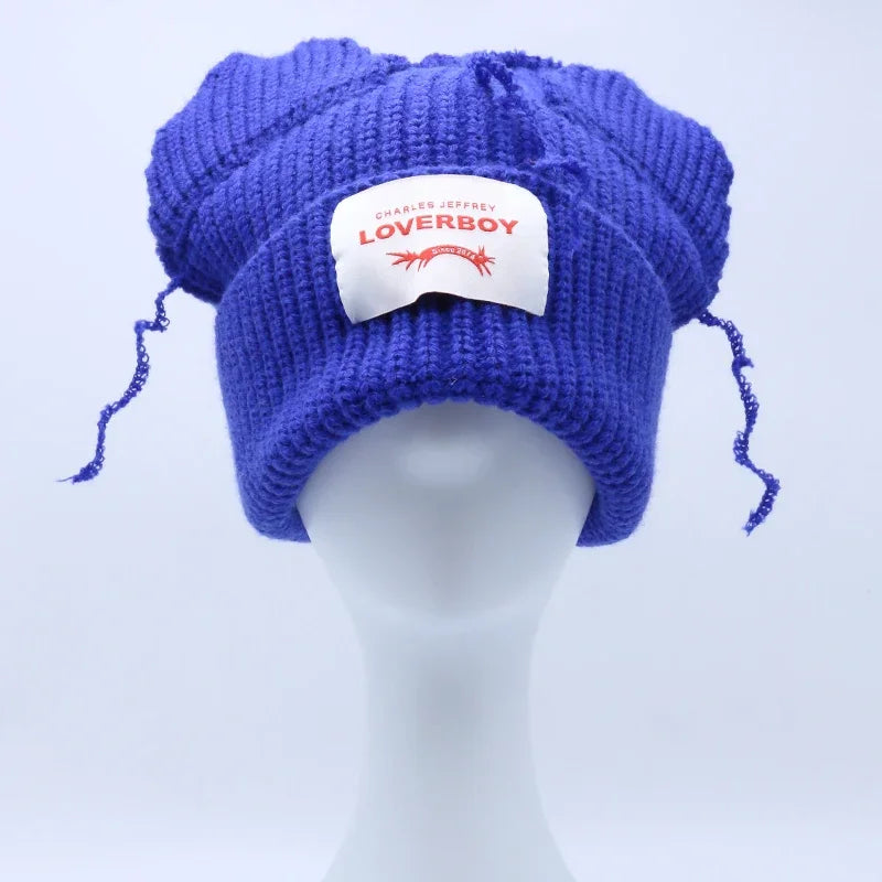 Hooded Lover Boy Knit Double-layer Fox Ear Hat Hip-hop Y2k