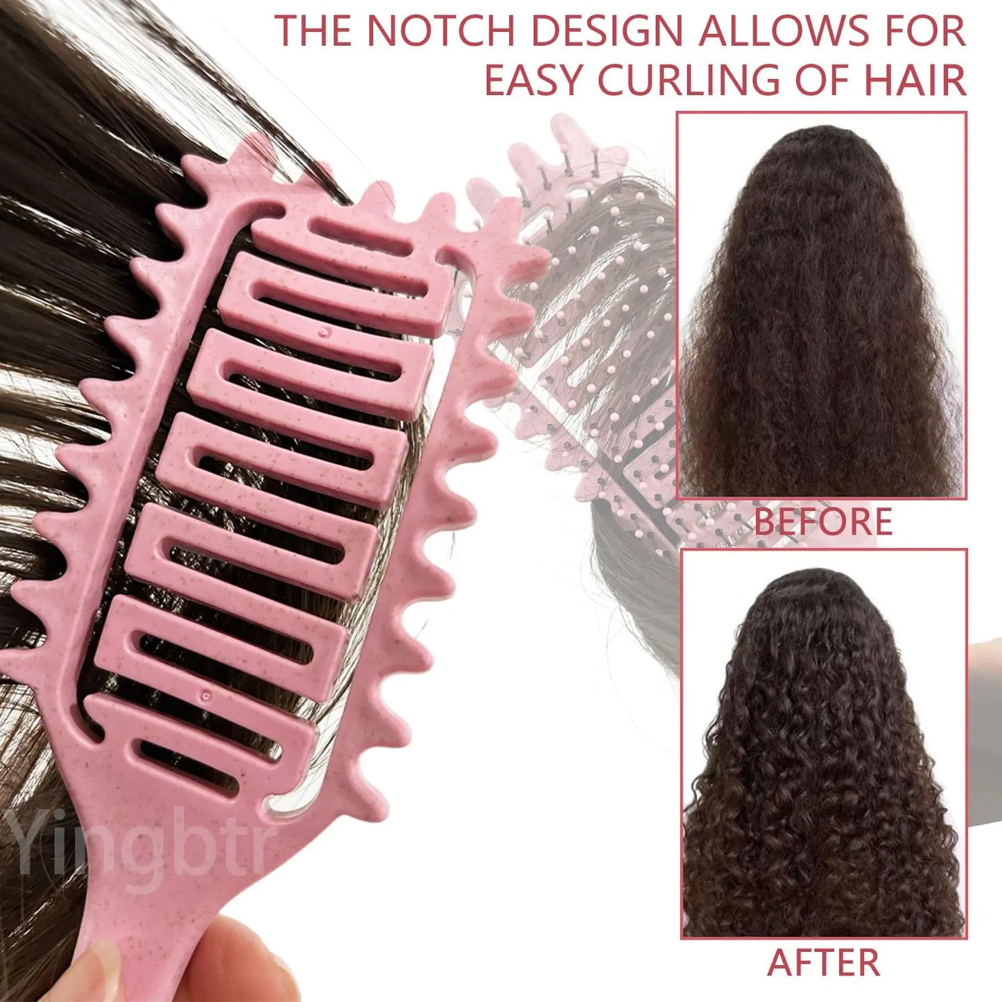 Curly Hair Brush Hollow out Curl Define Styling Brush Detangling Brush Multi-purpose Home Styling Tools