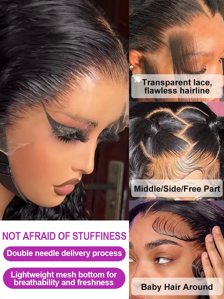 HD Lace Front Human Hair Full Deep Wave Wig