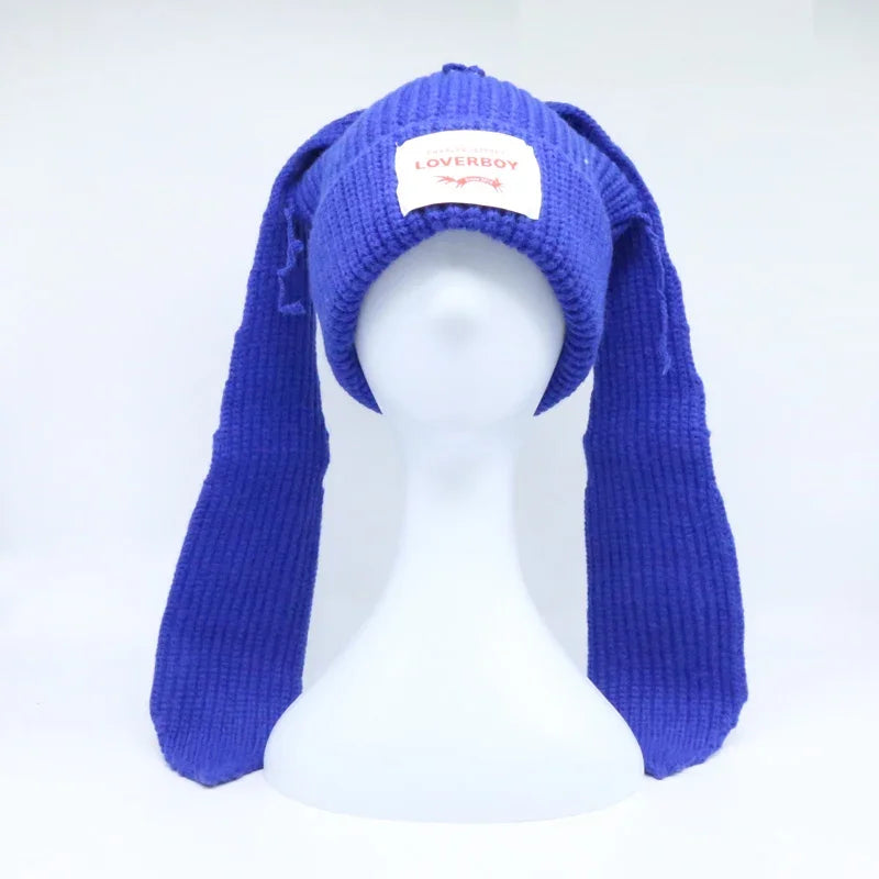 Hooded Lover Boy Knit Double-layer Fox Ear Hat Hip-hop Y2k