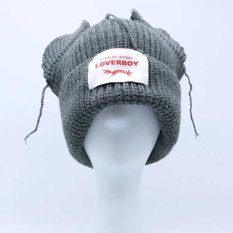 Hooded Lover Boy Knit Double-layer Fox Ear Hat Hip-hop Y2k
