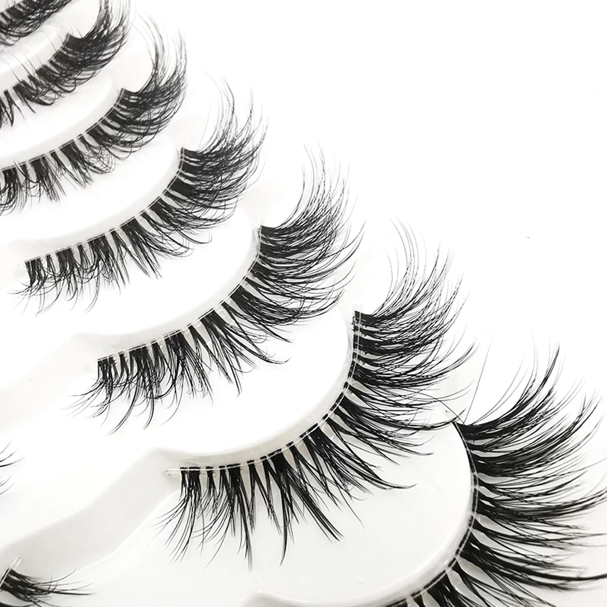 7 pairs Cat Eye Lashes Faux Mink Eyelashes Clear Band, Wispy Mink Eyelashes Full Strip Lashes
