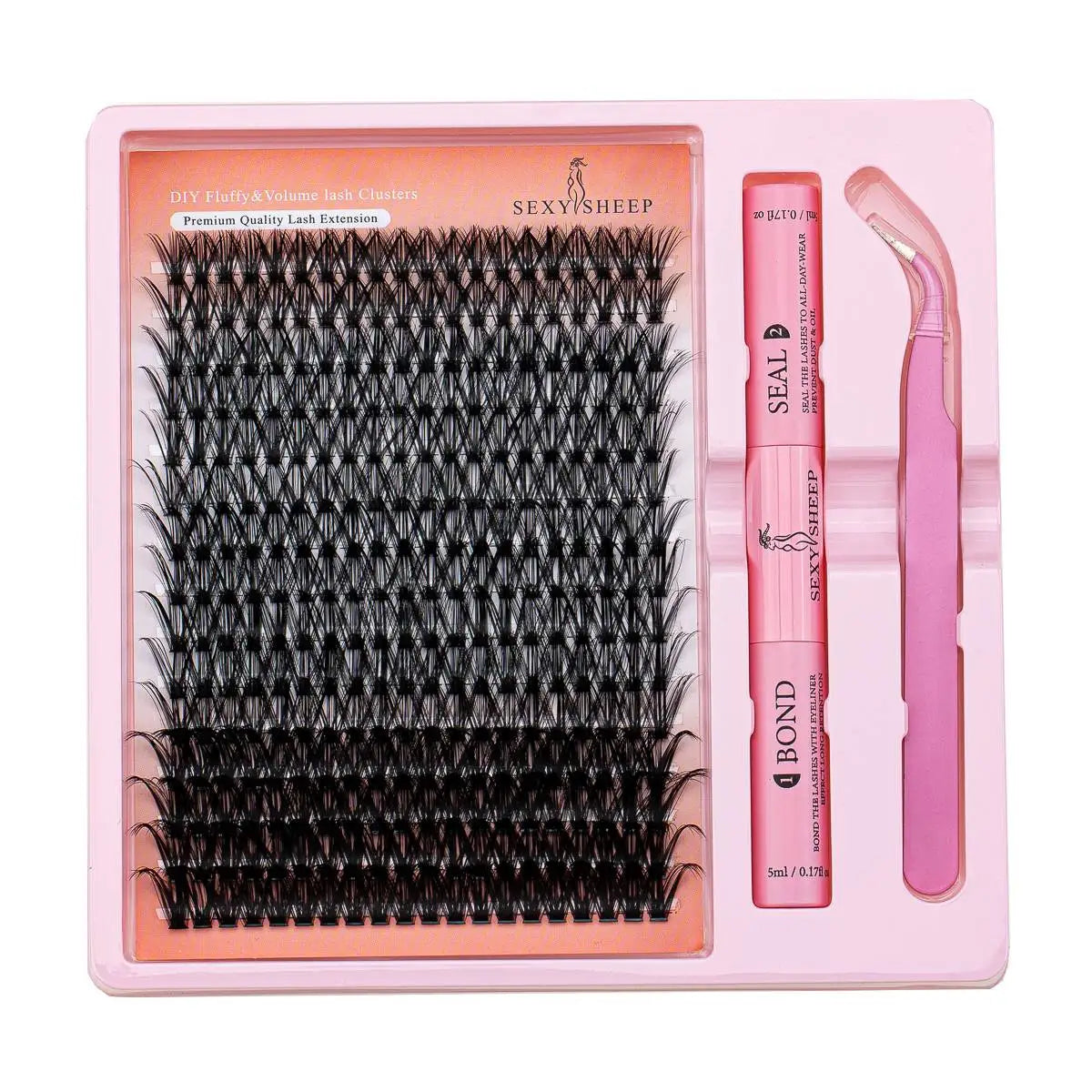 DIY Eyelash Extension Kit Individual Lashes Cluster 8-16mm Mix Lash Clusters Bond and Seal and Lash Applicator makeup tool