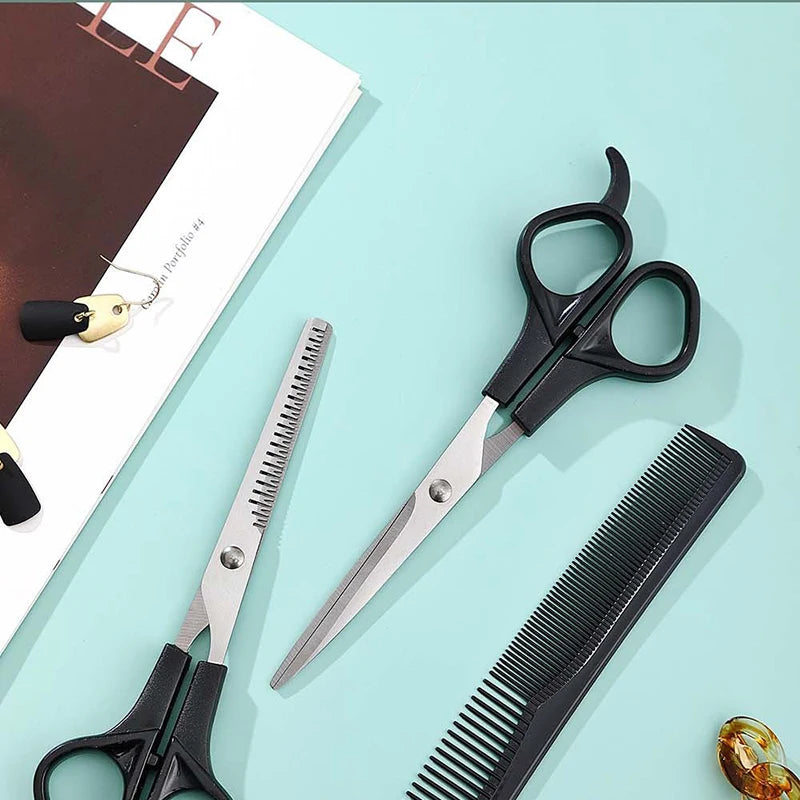 3PCS/Set Hair Cutting with Specialized Bangs Hair Scissors For Thinning Teeth Flat Cutting Tools Stainless Steel Hair Scissors