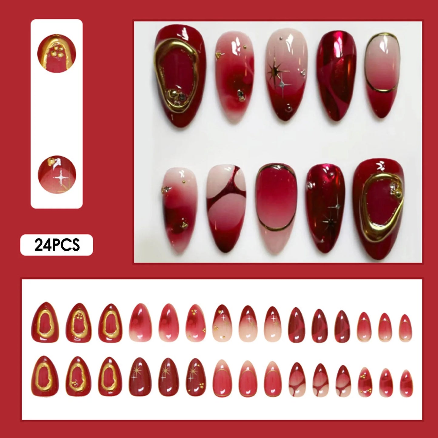 24pcs White Flower Fake Nail Yellow Pink Blush Almond Shaped Press on Nails