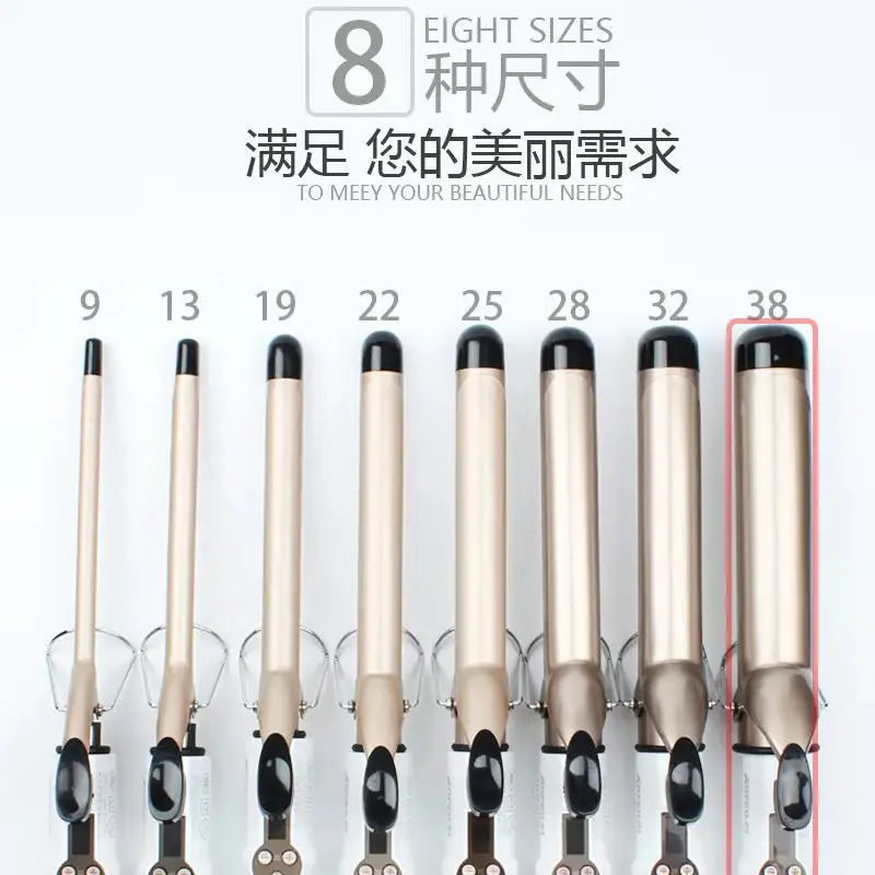 Electric Hair Curler Long Curling Tong Wand 9-38mm LCD Screen