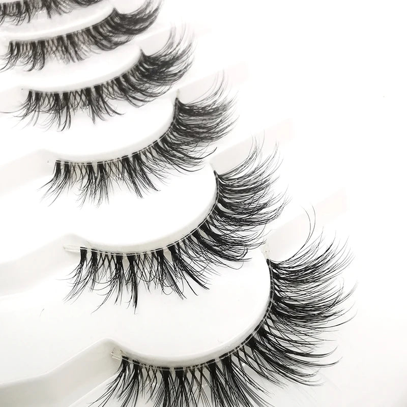 7 pairs Cat Eye Lashes Faux Mink Eyelashes Clear Band, Wispy Mink Eyelashes Full Strip Lashes