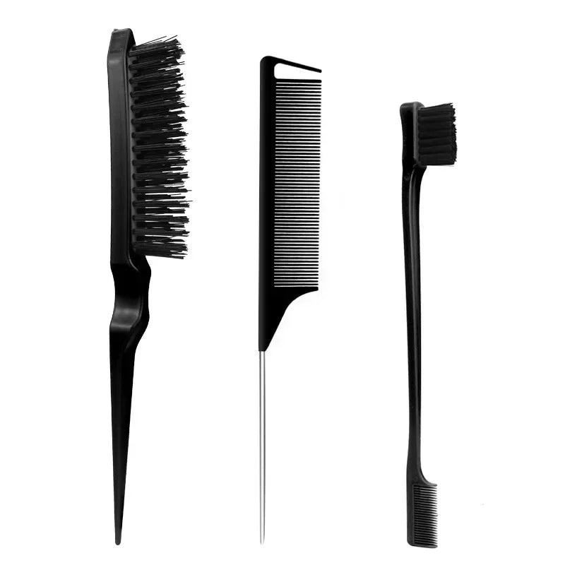 3Pcs Hair Brush Set , Dual Sided Edge Brush Comb