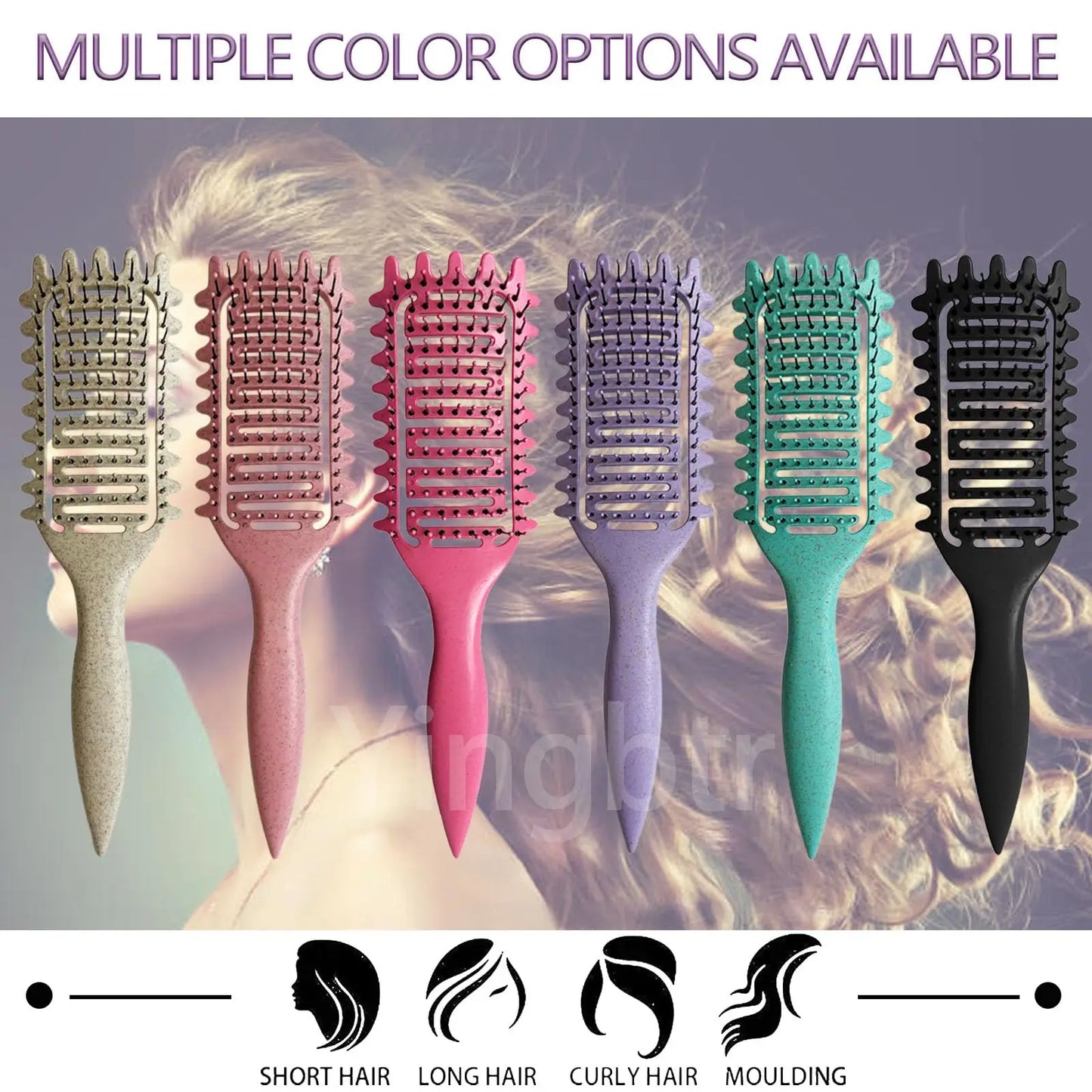 Curly Hair Brush Hollow out Curl Define Styling Brush Detangling Brush Multi-purpose Home Styling Tools