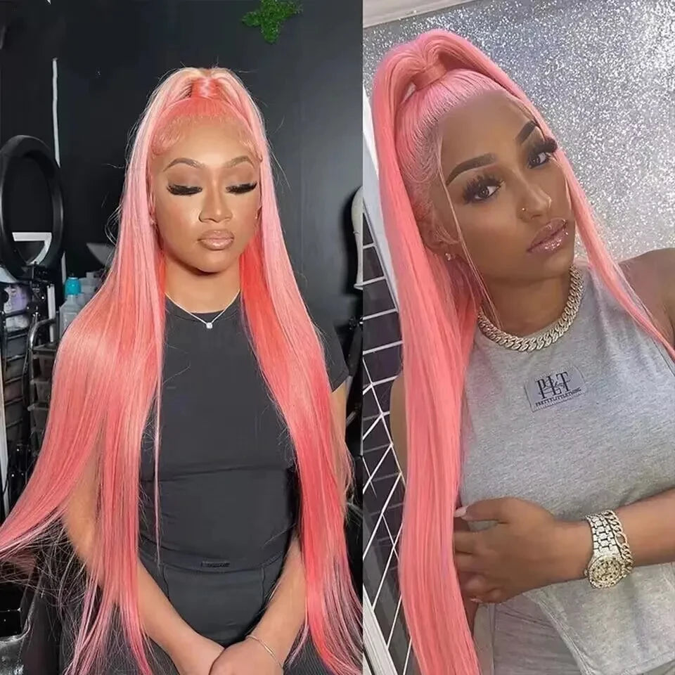 13x6 HD Lace Frontal Wig Bone Straight pink Lace Front Wig Human Hair For Women Brazilian 613 Color 13x4 Lace Frontal Wig
