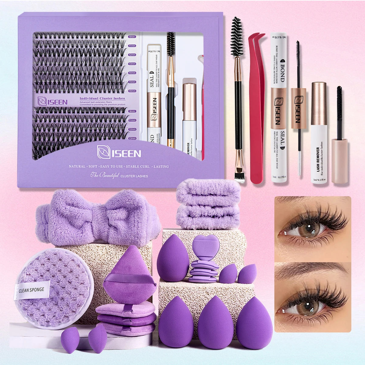 DIY Lash Extension Clusters with Bond&Seal Remover Tweezers Lash Brush eye Makeup tool