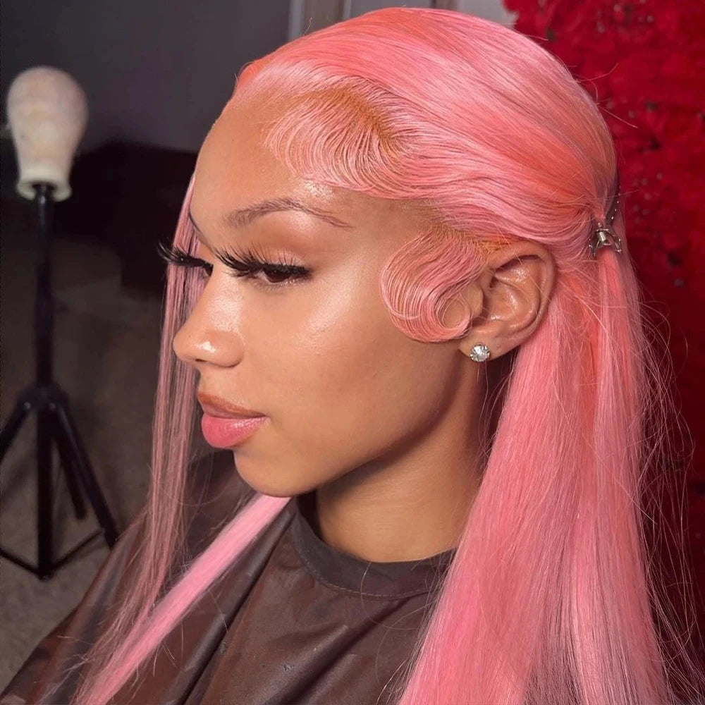 13x6 HD Lace Frontal Wig Bone Straight pink Lace Front Wig Human Hair For Women Brazilian 613 Color 13x4 Lace Frontal Wig