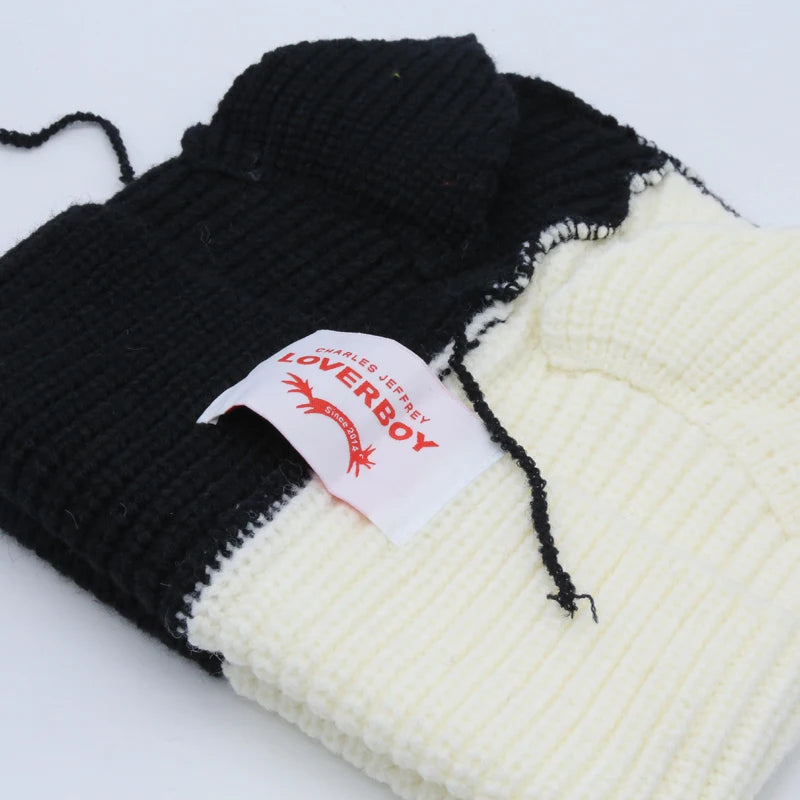 Hooded Lover Boy Knit Double-layer Fox Ear Hat Hip-hop Y2k