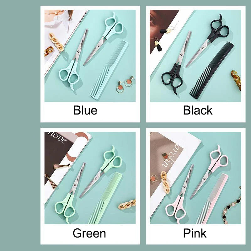 3PCS/Set Hair Cutting with Specialized Bangs Hair Scissors For Thinning Teeth Flat Cutting Tools Stainless Steel Hair Scissors