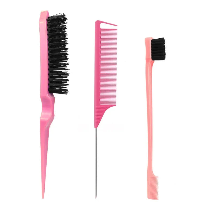 3Pcs Hair Brush Set , Dual Sided Edge Brush Comb