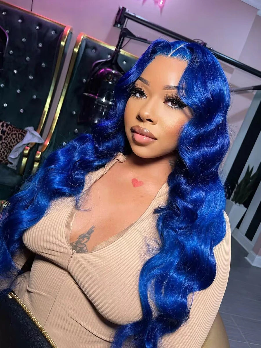 Brazilian Blue Colored HD Transparent Lace Pre Plucked