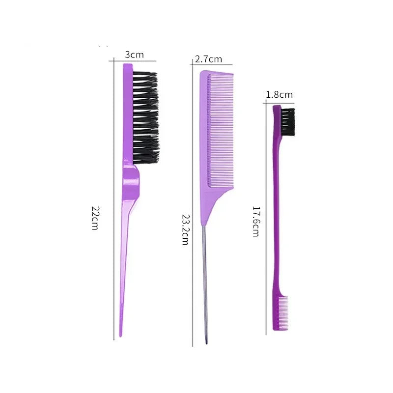 3Pcs Hair Brush Set , Dual Sided Edge Brush Comb