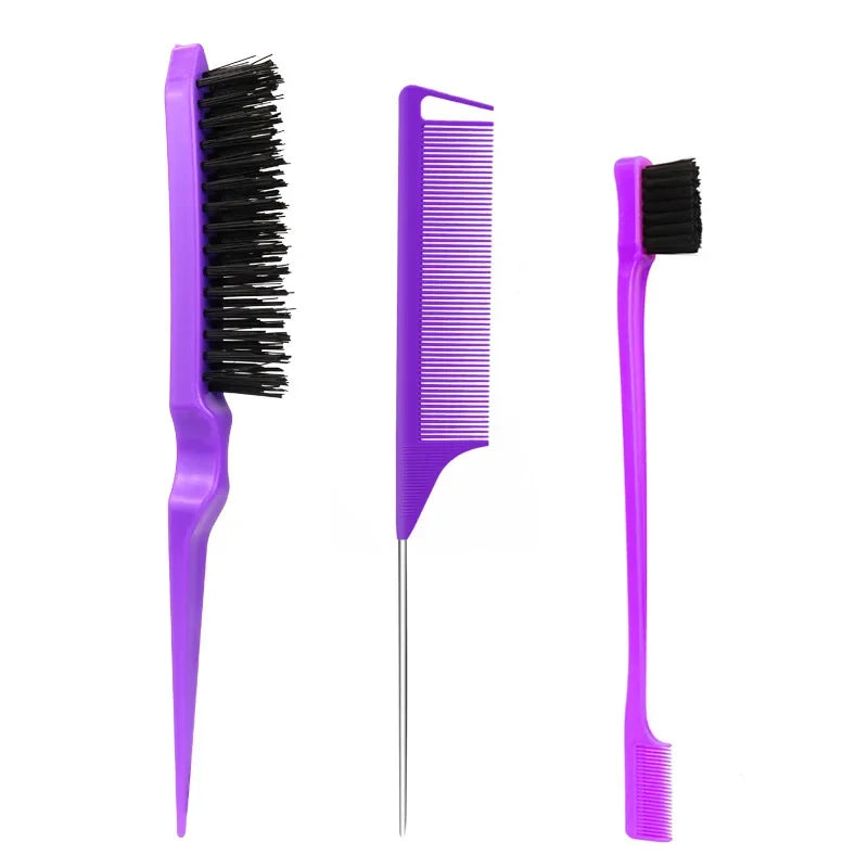 3Pcs Hair Brush Set , Dual Sided Edge Brush Comb