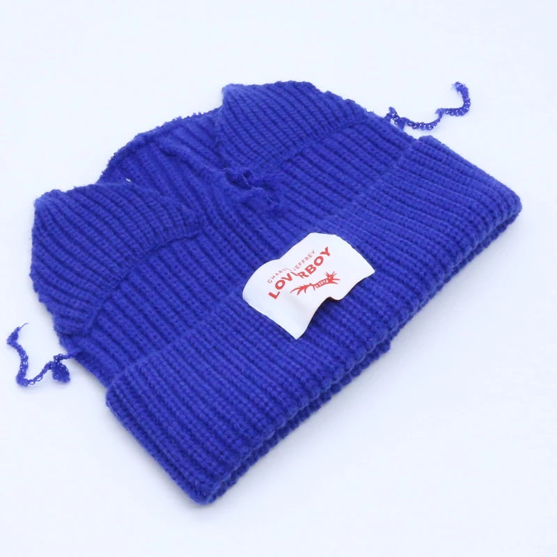 Hooded Lover Boy Knit Double-layer Fox Ear Hat Hip-hop Y2k