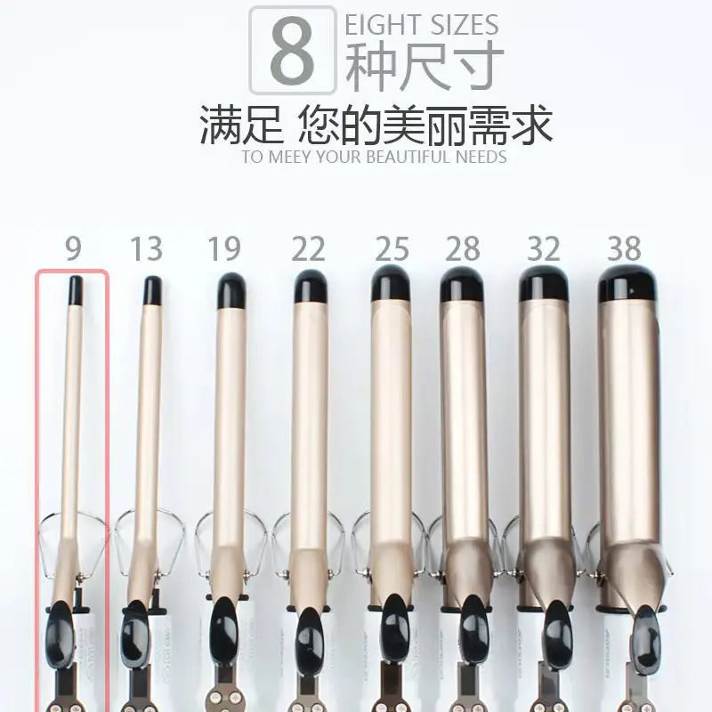 Electric Hair Curler Long Curling Tong Wand 9-38mm LCD Screen