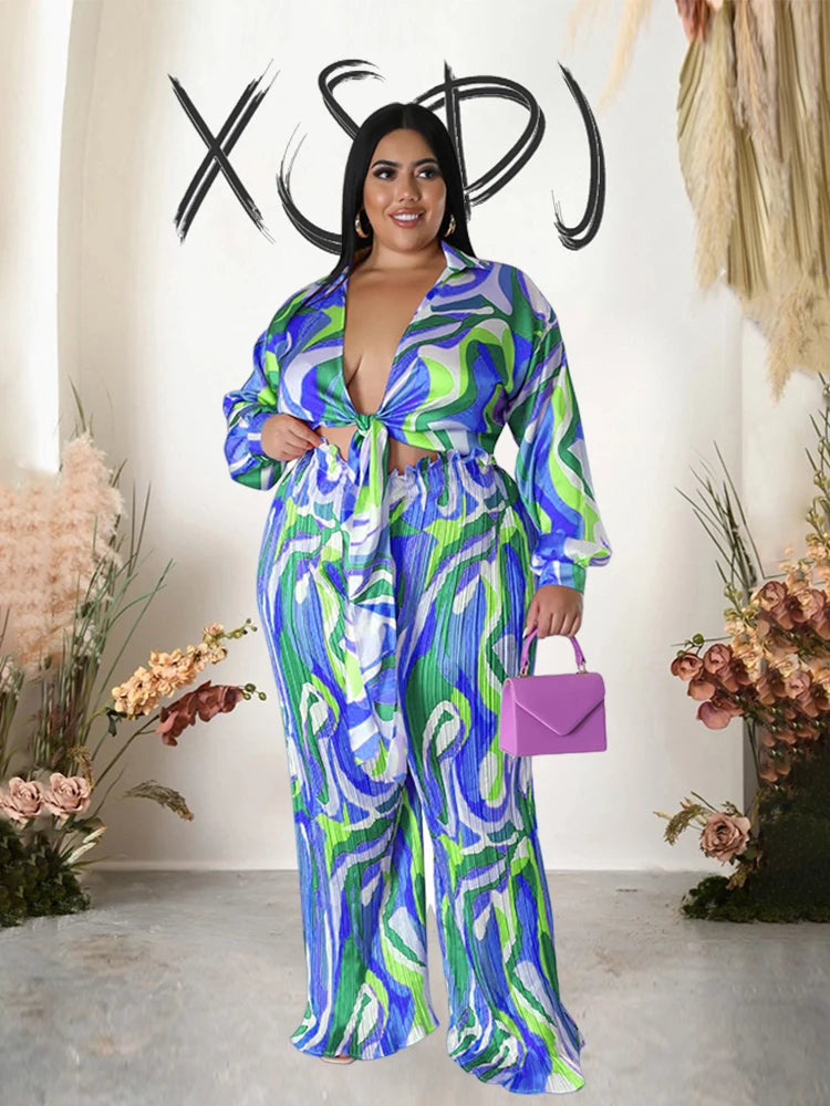 Plus Size Matching Sets,Sexy Top and Trousers Two Piece Setsg