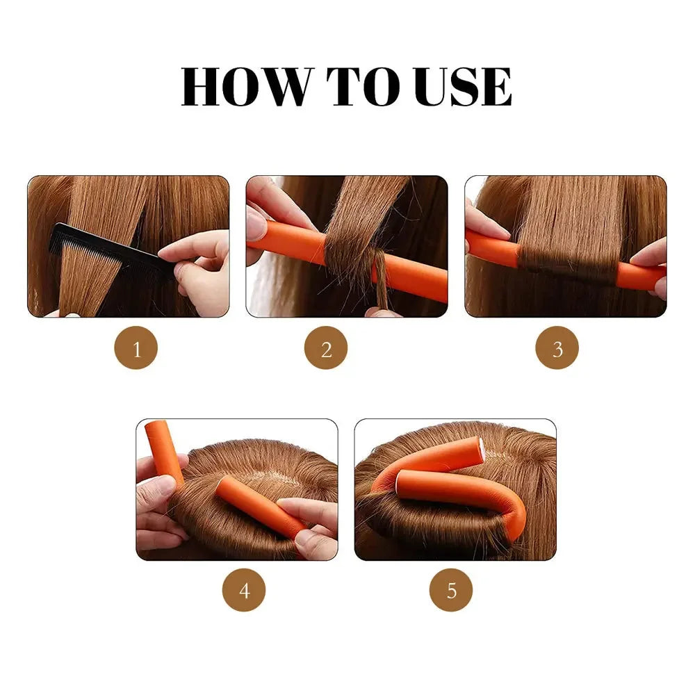 10 Pcs/Set Hair Curing Rod Magic Air Hair Roller Curling Sticks Soft Hair Curler Foam Twist Flexi Rods Hairs DIY Styling Tools