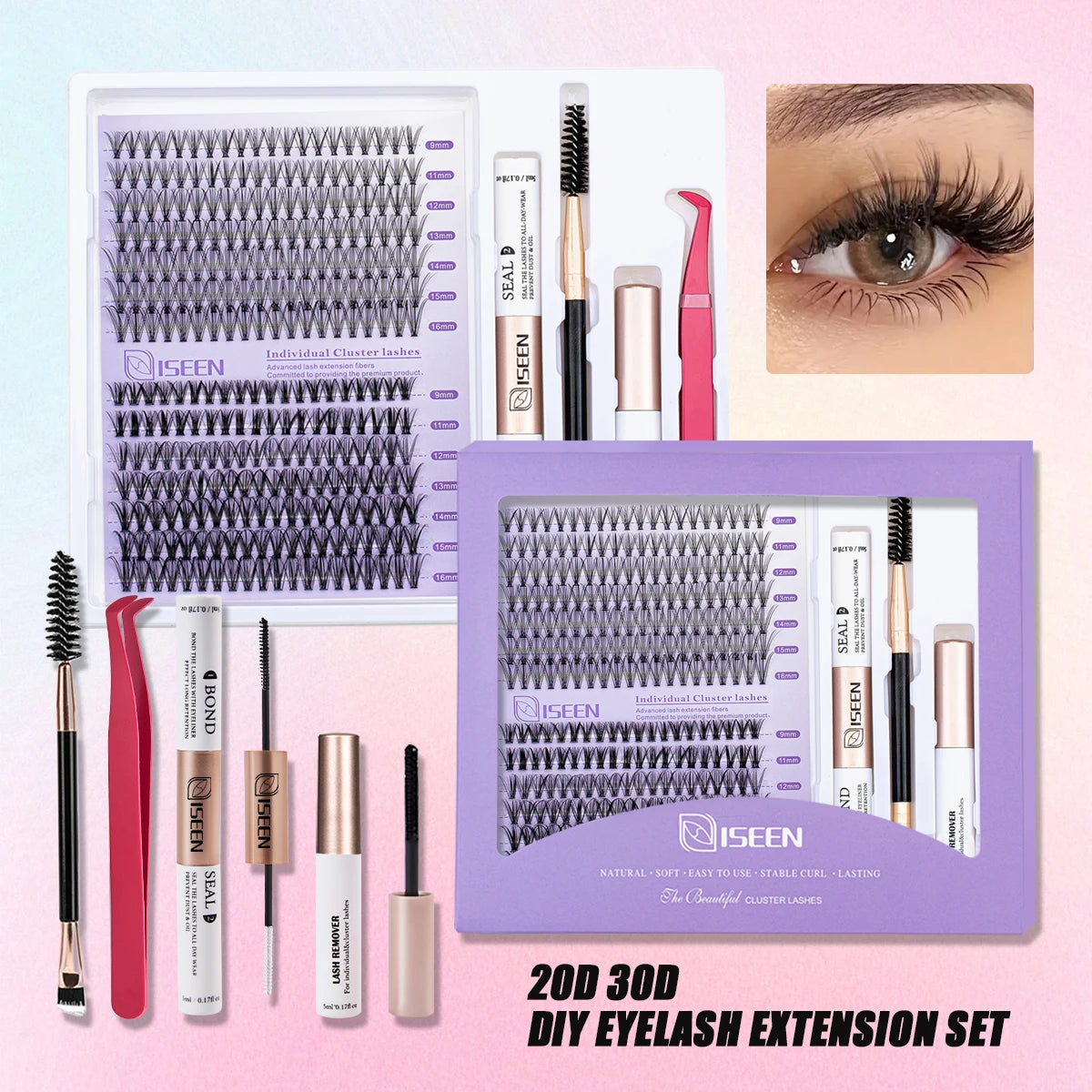 DIY Lash Extension Clusters with Bond&Seal Remover Tweezers Lash Brush eye Makeup tool