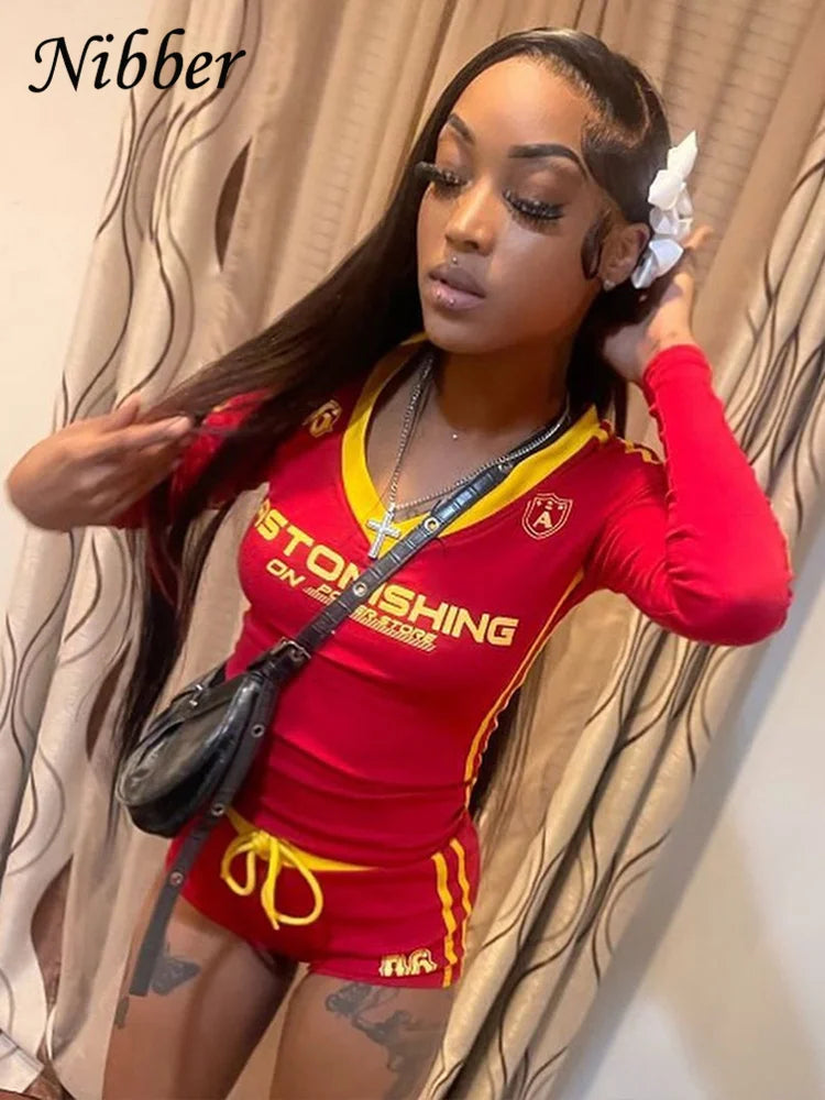 2 Piece Set Sporty Casual Crop Tops+Shorts