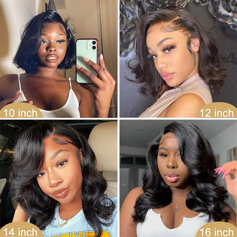 Body Wave Short Bob Wig Human Hair wig 100% Brazilian Remy Hair Pre Plucked With Baby Hair