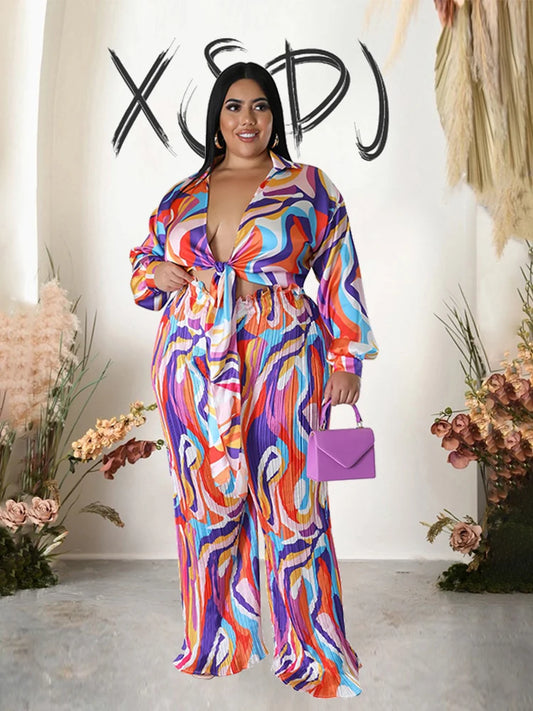Plus Size Matching Sets,Sexy Top and Trousers Two Piece Setsg
