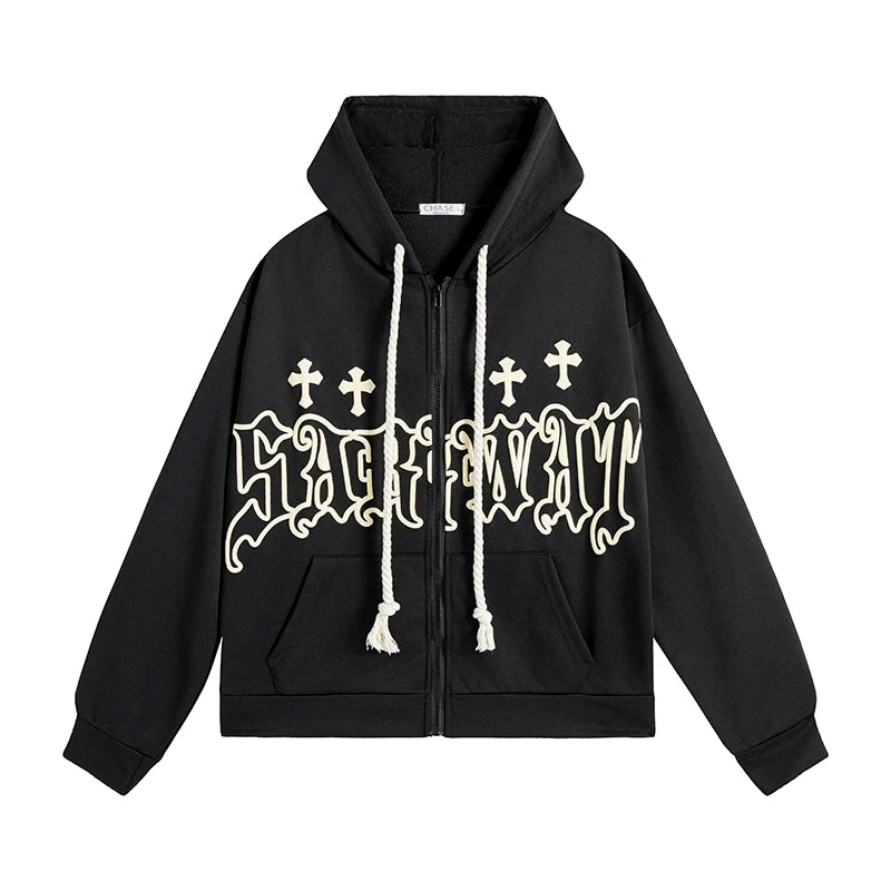 Zip Up Loose Hooded Jacket Y2K
