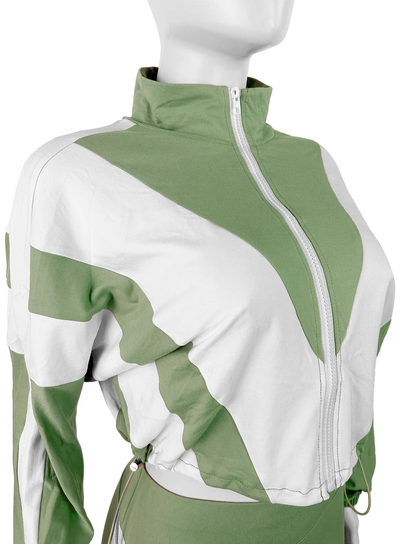 Two Piece Outfits Color Block Long Sleeve Zipper Jacket and Jogger Pants Tracksuit Streetwear