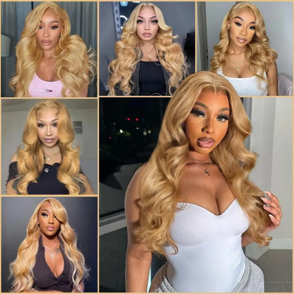 Honey Blonde Human Hair Wig Body Wave Preplucked Brazilian Wig