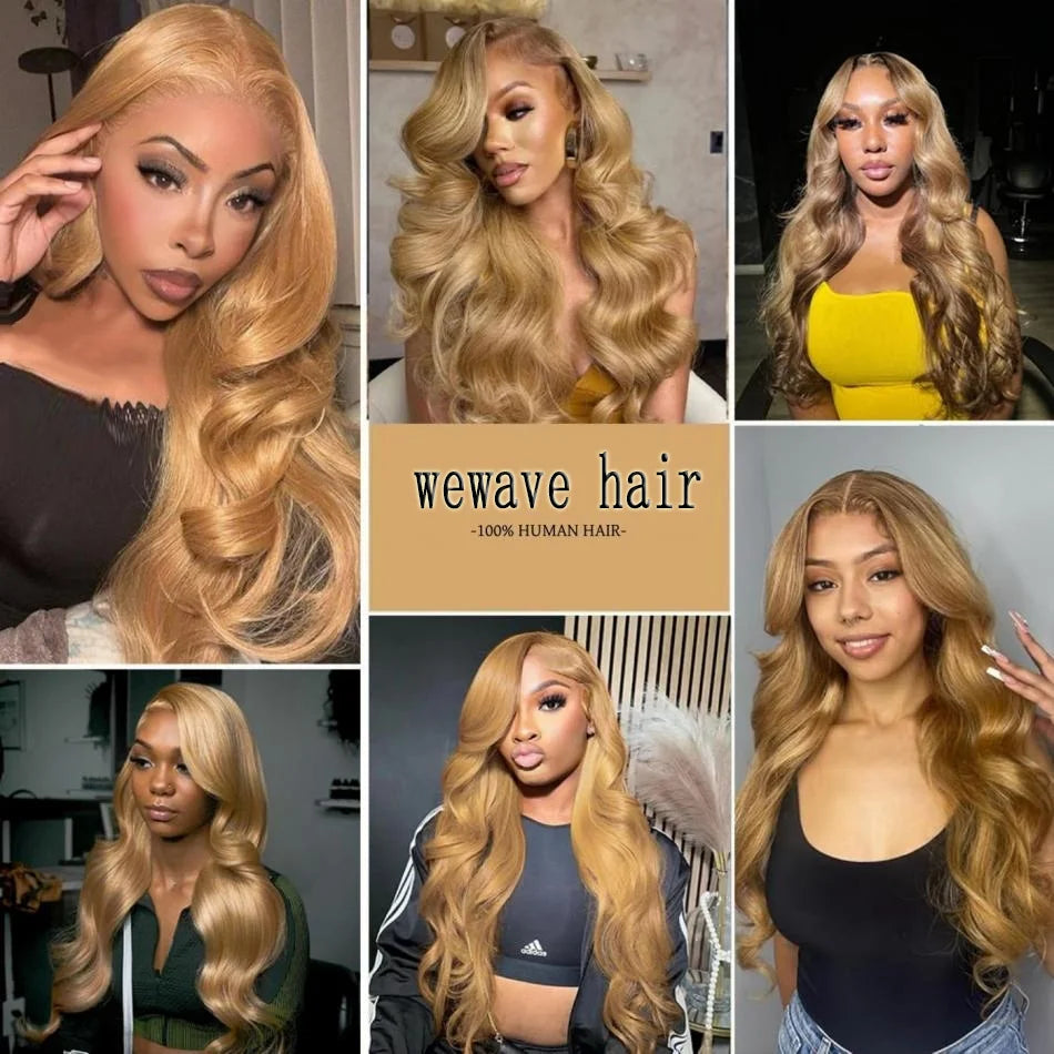 Honey Blonde Human Hair Wig Body Wave Preplucked Brazilian Wig