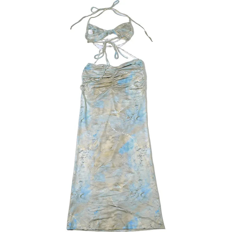 Sexy Hottie V Neck Sleeveless Backless Slim Dress Fashion Laced Up Beach Maxi Dress 2025 New Summer Beach Cover Up Dresses
