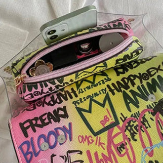 Studded Graffiti Crossbody Bag