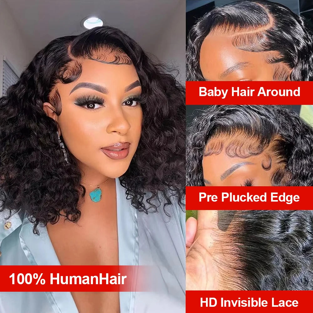 Curly Wig Deep Wave Frontal Wig 13x6 HD Lace Frontal Wig Short Bob Wig Human Hair 13x4 7x5 Glueless Wig Human Hair Ready To Wear