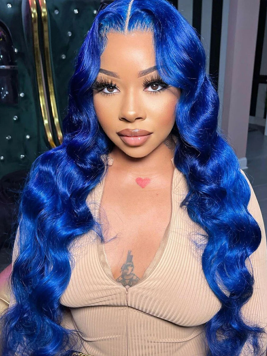 Brazilian Blue Colored HD Transparent Lace Pre Plucked