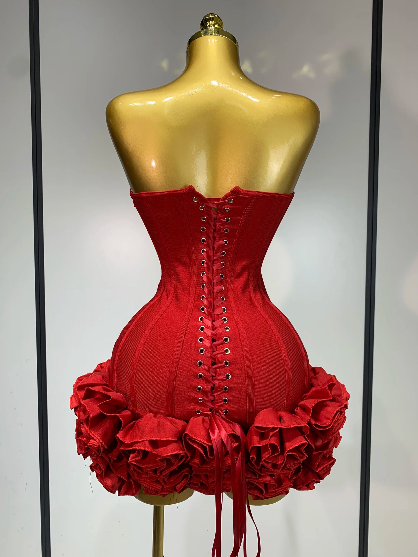 Strapless Flower Embellished Mini Dress