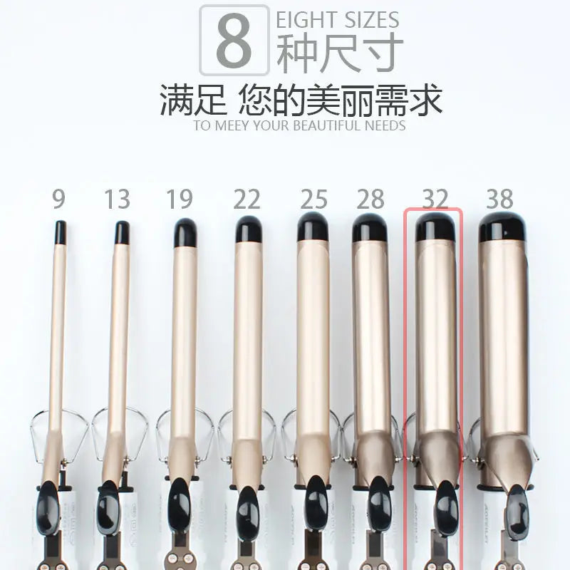 Electric Hair Curler Long Curling Tong Wand 9-38mm LCD Screen